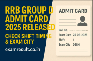 Read more about the article RRB Group D Admit Card 2025 Released: Check Shift Timing & Exam City