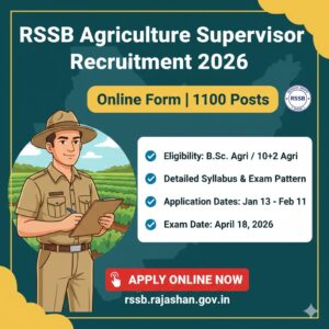 Read more about the article RSSB Agriculture Supervisor Recruitment 2026: Apply Online for 1100 Posts | Eligibility, Syllabus & Exam Date