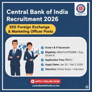 Read more about the article Central Bank of India Recruitment 2026: Apply Online for 350 Foreign Exchange & Marketing Officer Posts