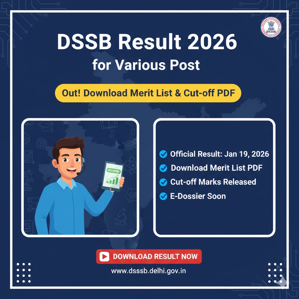 Read more about the article DSSSB Result 2026 Out: Download Merit List & Cut-off PDF for Various Posts