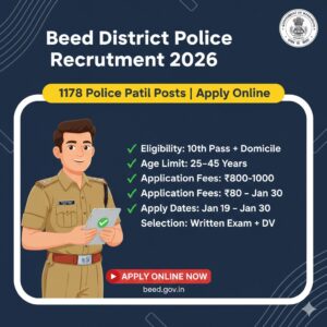 Read more about the article Beed District Police Recruitment 2026: Apply Online for 1178 Police Patil Vacancies