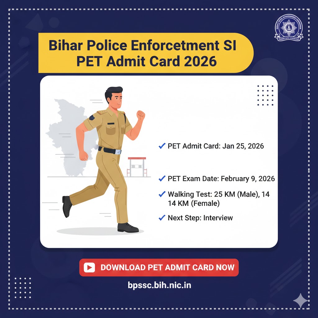 Bihar police Enforcement SI admit card