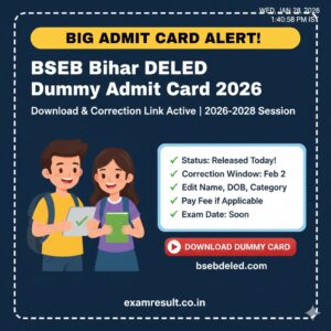 Read more about the article Bihar DElEd Dummy Admit Card 2026 Out: Download