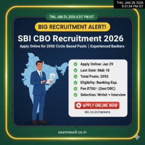 Read more about the article SBI CBO Recruitment 2026: Apply Online for 2050 Circle Based Officer Posts