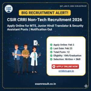 Read more about the article CSIR CRRI Non-Tech Recruitment 2026: Apply Online