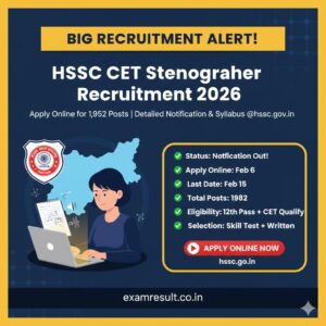 Read more about the article HSSC CET Stenographer Recruitment 2026: Apply for 1952 Posts
