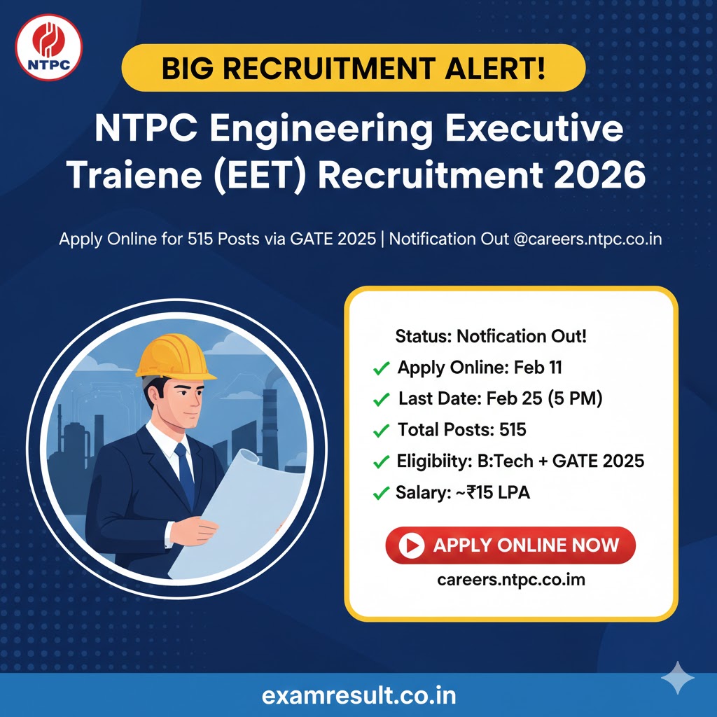 You are currently viewing NTPC Executive Trainee Recruitment 2026: Apply for 515 Posts