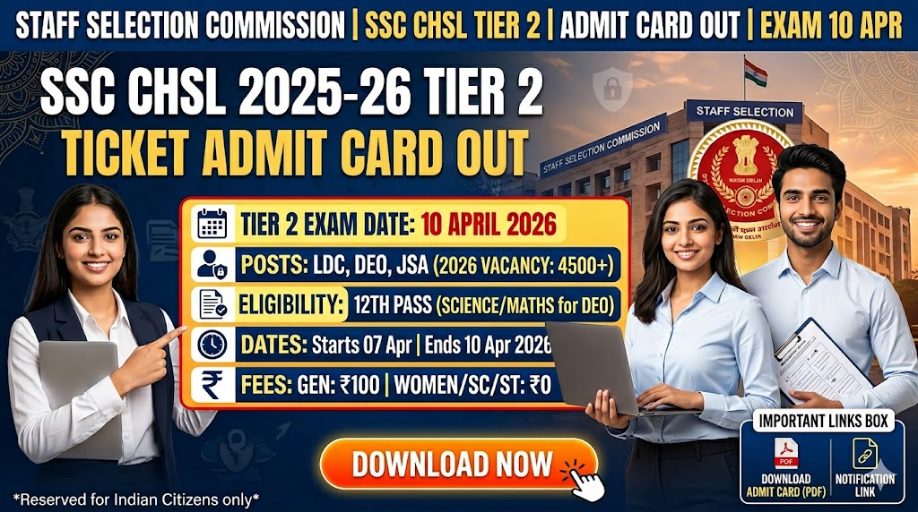 SSC CHSL Tier 2 Admit Card 2026 Out: Download