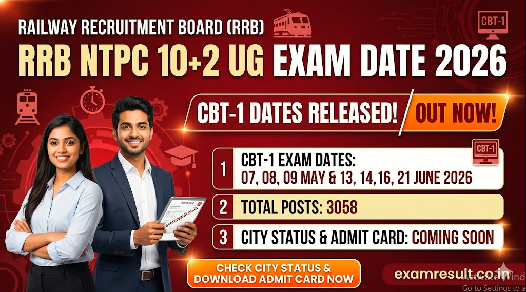 RRB NTPC 10+2 UG Exam Date 2026 Out: Check CBT-1 City Status & Admit Card