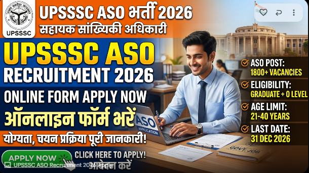 UPSSSC Assistant Statistical Officer ASO Recruitment 2026 Notification and Online Form Details for 929 Posts.
