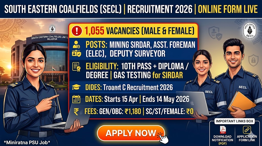 SECL Grade C Recruitment 2026: Apply Online for 1055 Mining Sirdar & Foreman Posts