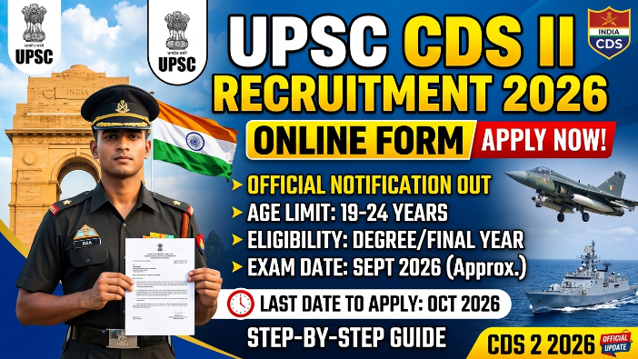 UPSC Combined Defence Services CDS II Recruitment 2026 Online Form Link, Vacancy Details, and Eligibility Criteria.